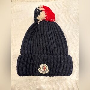 Moncler Tricolor Pom-Pom Navy Hat